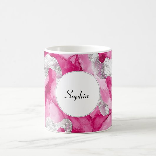 Mug Abstrait de verre d'argent rose (Centre)
