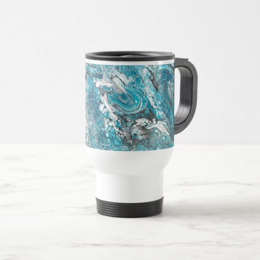 Mug Abstrait de voyage en bleu et noir gras (Devant droit)