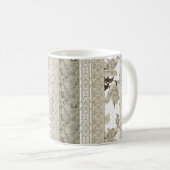 Mug Abstrait dentelle rétro vintage beige roses f (Devant droit)