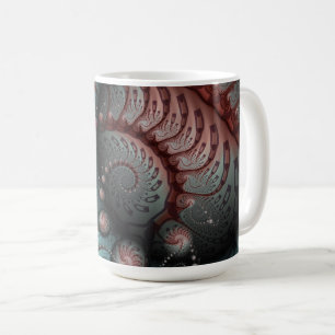 Mug Abstrait Fantaisie Vive Art Fractal Brun Bleu