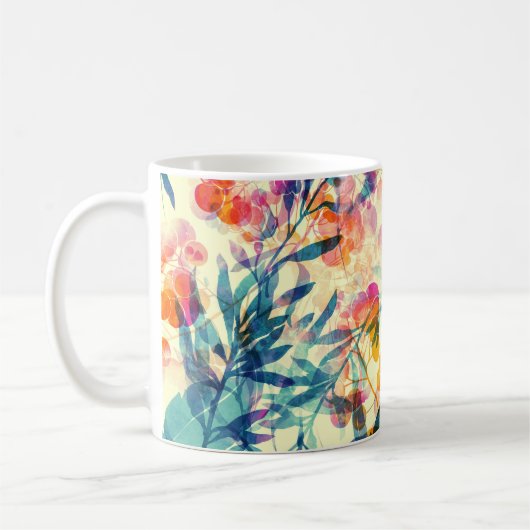 Mug Abstrait fleuri : herbes, fleurs motif. (Gauche)