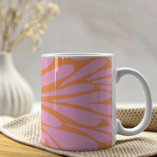 Mug Abstrait floral éclat motif pastel orange & rose