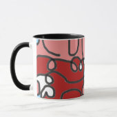 Mug Abstrait Floral rouge, rose et bleu (Gauche)