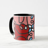 Mug Abstrait Floral rouge, rose et bleu (Devant gauche)