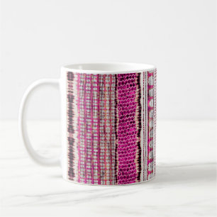 Mug abstrait fuchsia coloré motif de frontière ethniqu