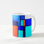 Mug Abstrait Géométrique Moderne Bleu orange (Devant droit)