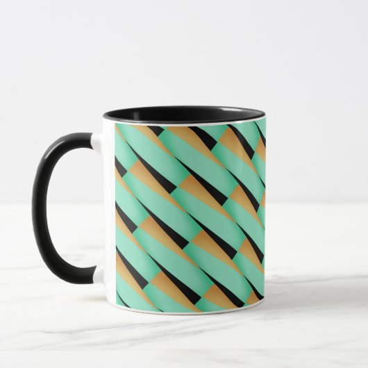 Mug Abstrait géométrique/Turquoise noir & Tans (Gauche)