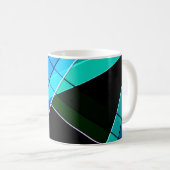 Mug Abstrait, géométrique, vert, bleu, noir (Devant droit)