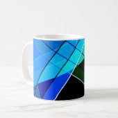 Mug Abstrait, géométrique, vert, bleu, noir (Devant gauche)