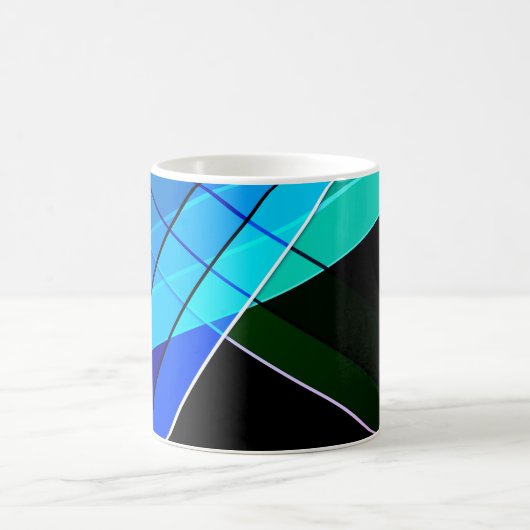 Mug Abstrait, géométrique, vert, bleu, noir (Centre)