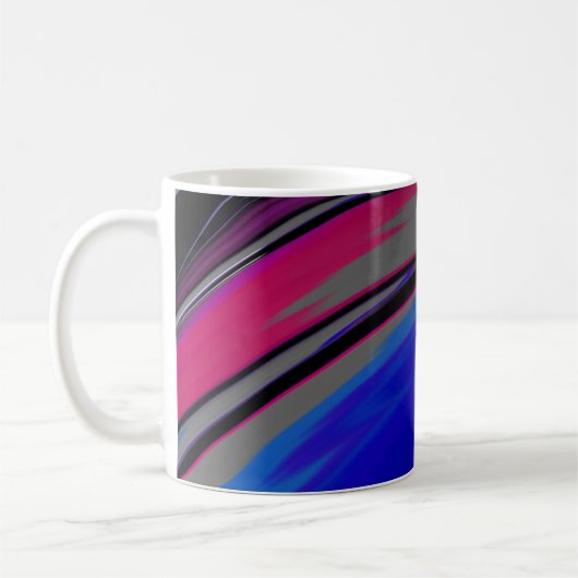 Mug Abstrait Gris Bleu Magenta Fractal (Gauche)
