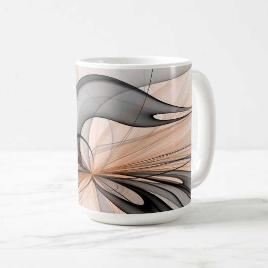 Mug Abstrait Gris Sienne Anthracite Art Fractal Modern (Devant droit)