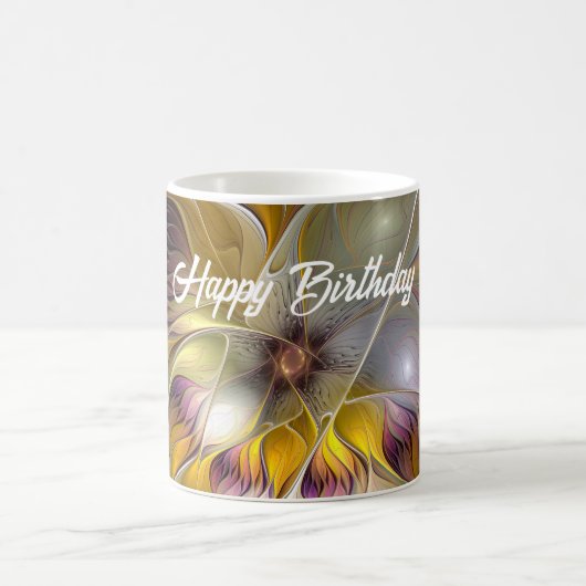 Mug Abstrait Imaginaire coloré Fleur moderne Fractal (Centre)