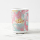 Mug Abstrait Impasto Peinture Corail Jaune Turquoise (Centre)