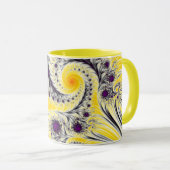 Mug Abstrait Jaune Fractal Art (Devant droit)