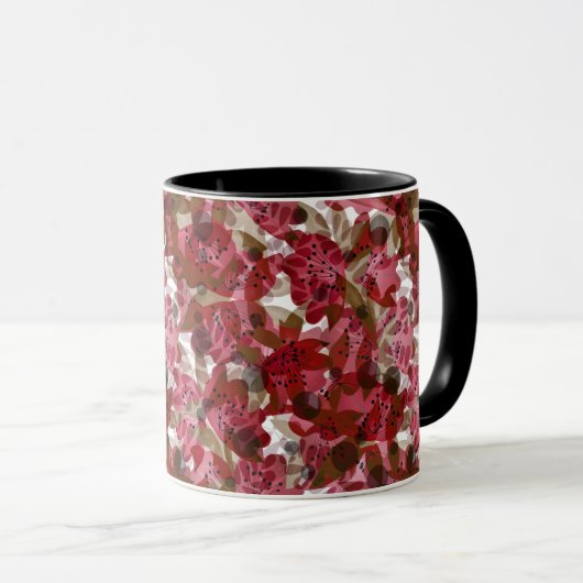 Mug Abstrait joli joli fleurs rouges design floral (Devant droit)