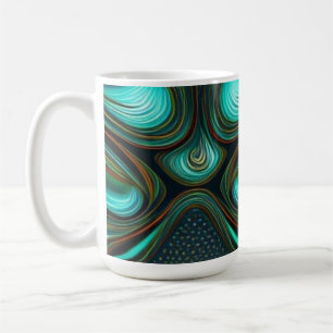 Mug Abstrait Lines Black Gold Turquoise Art