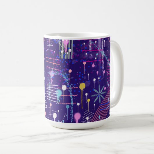 Mug Abstrait Maximaliste sur Fond Violet (Devant droit)
