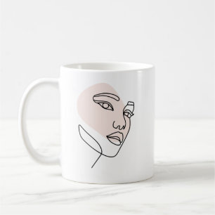 Mug Abstrait minima féminin monoligne art