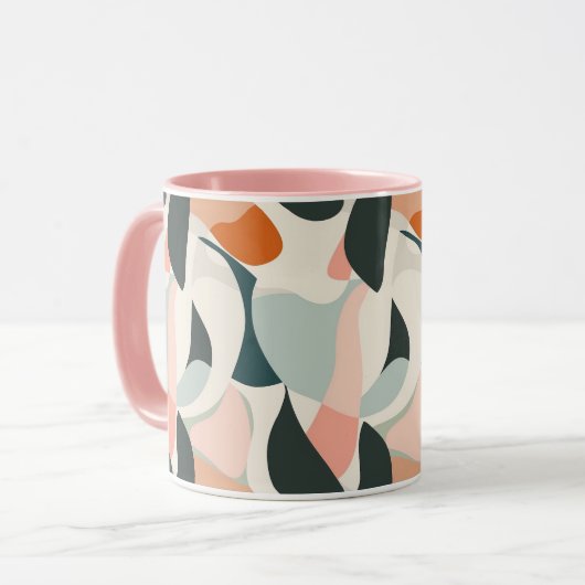 Mug Abstrait moderne du milieu du siècle - Rose, P (Devant gauche)