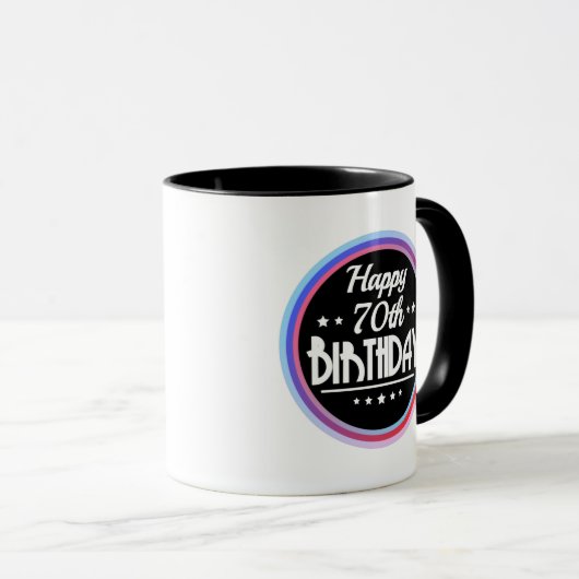 Mug Abstrait moderne Joyeux 70e anniversaire (Devant droit)