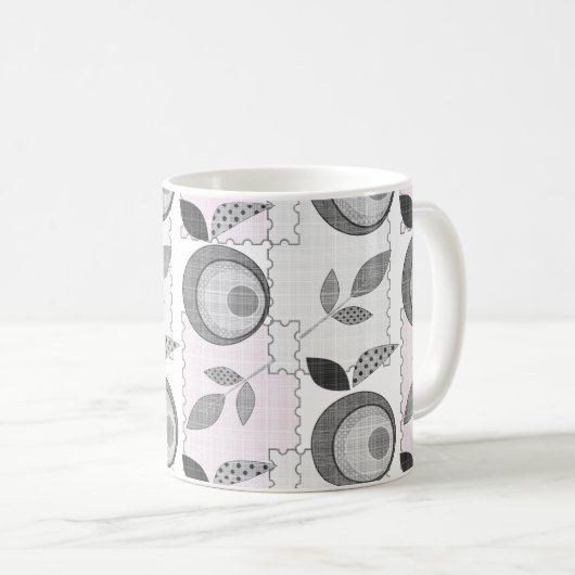 Mug Abstrait moderne patchwork de fruits pomme géométr (Devant droit)