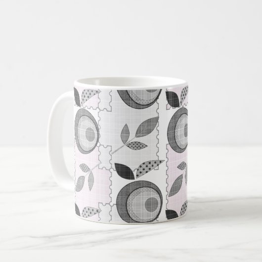 Mug Abstrait moderne patchwork de fruits pomme géométr (Devant gauche)