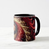 Mug Abstrait Moderne Rouges, Noir et Or (Devant droit)
