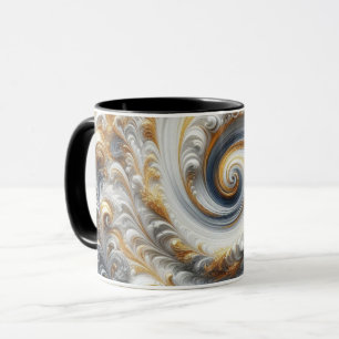 Mug Abstrait Moderne Swirling or, noir et blanc