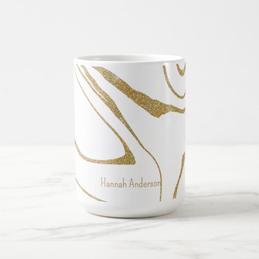 Mug Abstrait moderne tourbillon de liquide Or blanc (Centre)