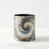 Mug Abstrait Moderne Tourbillonnant Or, Noir et Blanc (Centre)
