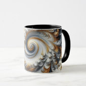 Mug Abstrait Moderne Tourbillonnant Or, Noir et Blanc (Devant droit)