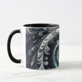 Mug Abstrait Moderne Tourbillonnant Vert, Argent et No (Gauche)