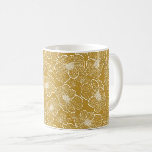 Mug Abstrait motif floral transparent. Arrière-groupe  (Devant droit)