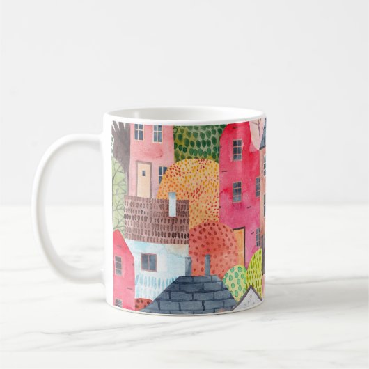 Mug Abstrait motif sans couture avec maisons. Aquarell (Gauche)