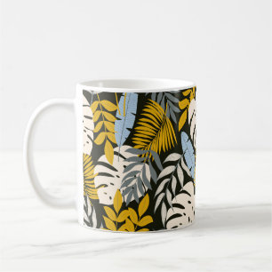Mug Abstrait motif sans faille avec des feuilles tropi