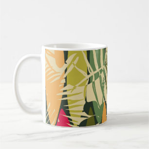 Mug Abstrait motif sans faille avec des feuilles tropi
