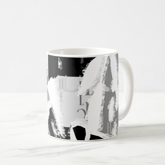 Mug Abstrait noir blanc gris (Devant droit)
