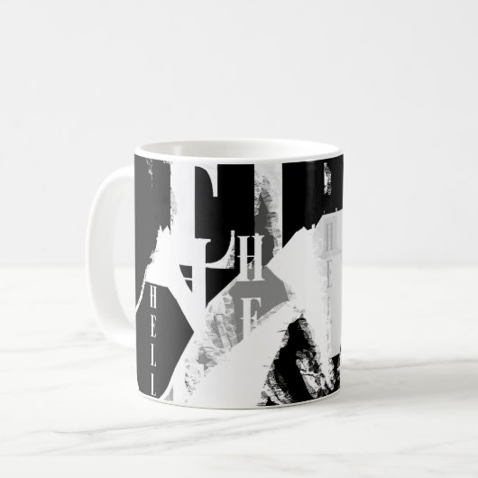 Mug Abstrait noir blanc gris (Devant gauche)