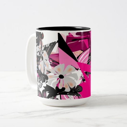Mug Abstrait Noir et Rose (Devant gauche)