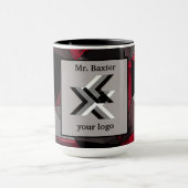 Mug Abstrait, noir et rouge, monogramme, logo (Centre)