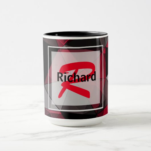 Mug Abstrait, noir et rouge, triangle, géométrique, no (Centre)