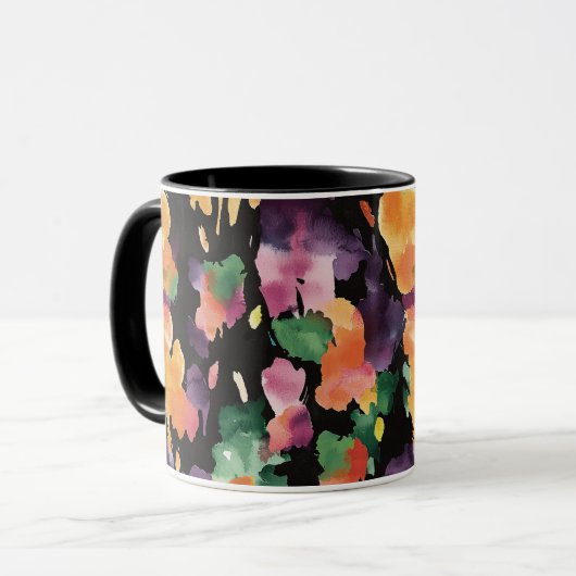 Mug Abstrait Noir Orange Vert Rose Peach (Devant gauche)