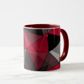 Mug Abstrait Noir, rouge, gris géométrique. (Devant droit)