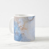 Mug Abstrait Nuages Texturés Bleu et Sable (Devant gauche)
