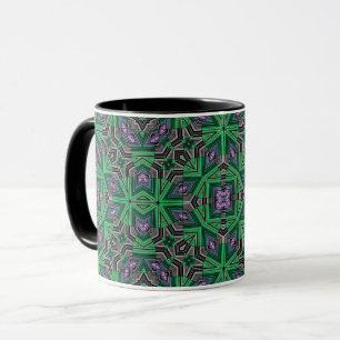 Mug Abstrait ornemental rayé vert foncé