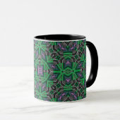 Mug Abstrait ornemental rayé vert foncé folklorique (Devant droit)
