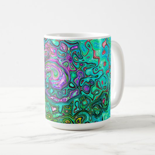Mug Abstrait Rétro Liquide Tourbillon Groovy Aigue-Mar (Devant droit)