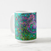 Mug Abstrait Rétro Liquide Tourbillon Groovy Aigue-Mar (Devant gauche)
