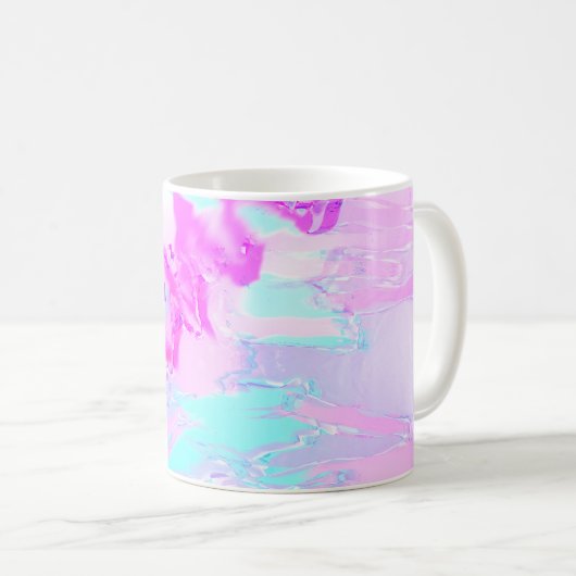 Mug Abstrait rose et bleu ondulé (Devant droit)